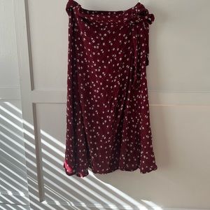 Faithfull the Brand Maroon Daisy Wrap Skirt 🌸